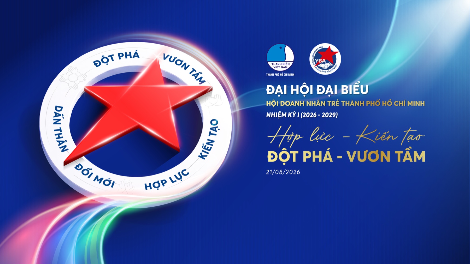 Key Visual Đại hội — Hợp lực, Kiến tạo, Đột phá, Vươn tầm